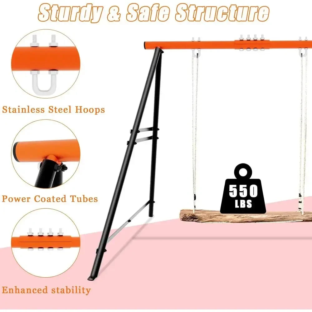 Heavy-Duty Outdoor Swing Stand, Supports Up to 550lbs, Ideal for Swings and Hammocks (Swing Not Included), Orange