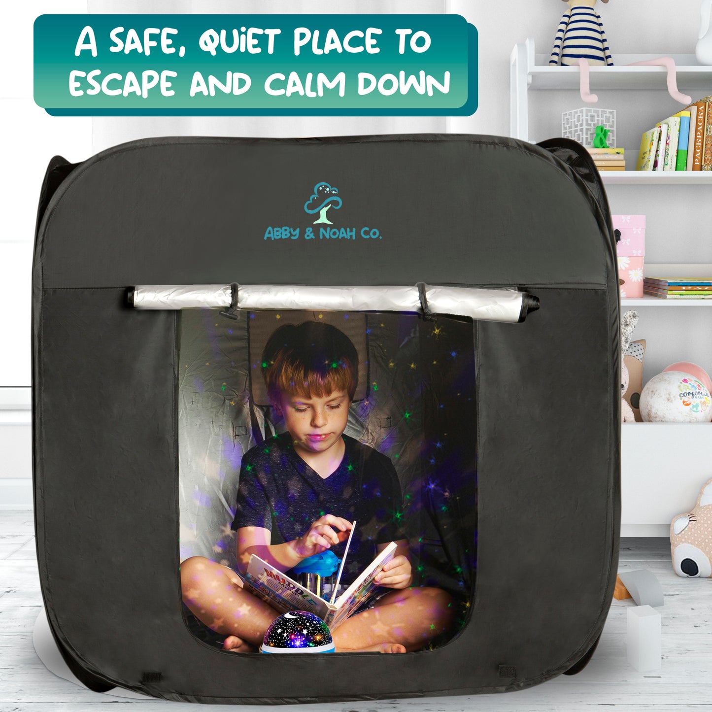 Therapist-Designed Sensory Blackout Tent for Kids WITH Complimentary Galaxy Light Projector