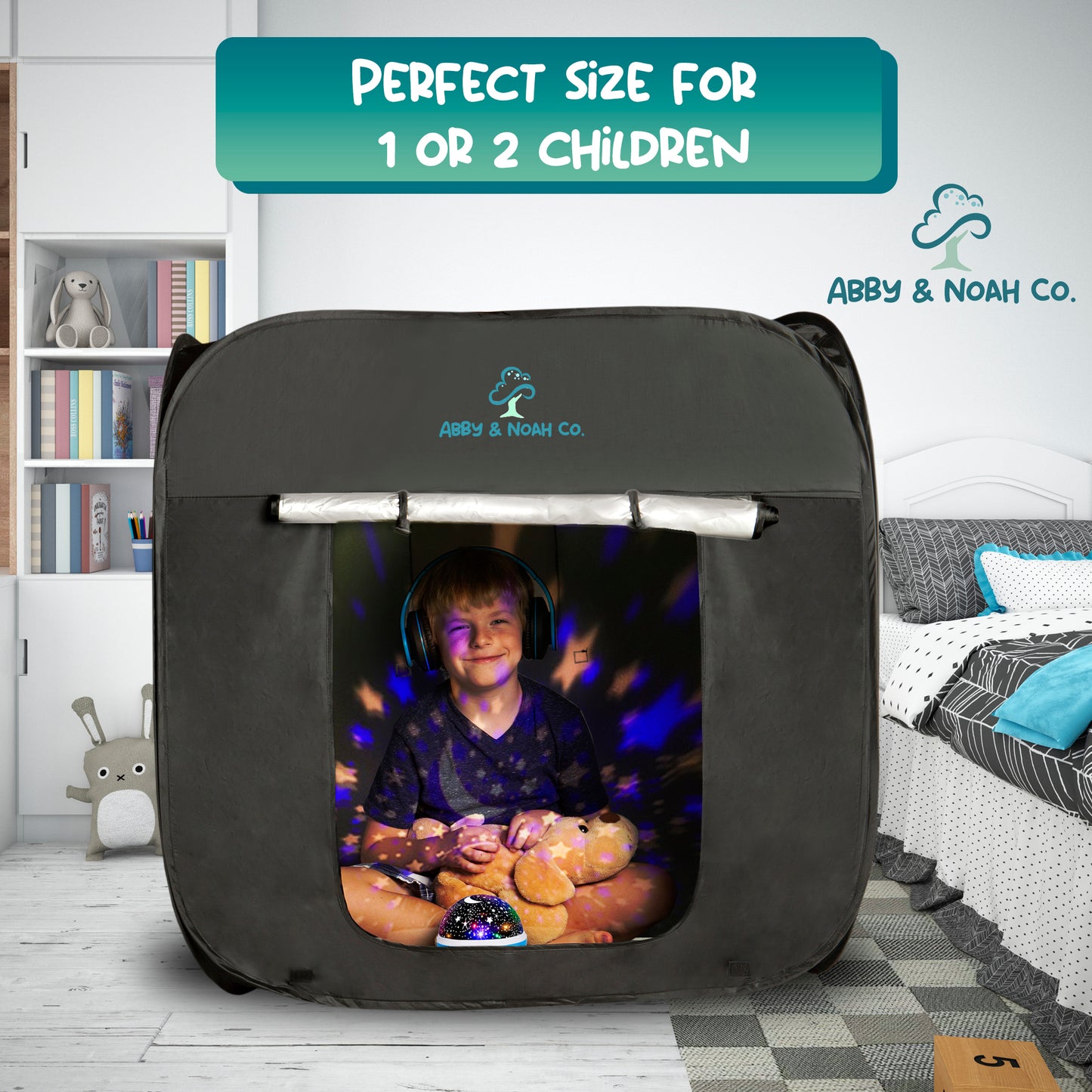 Therapist-Designed Sensory Blackout Tent for Kids WITH Complimentary Galaxy Light Projector